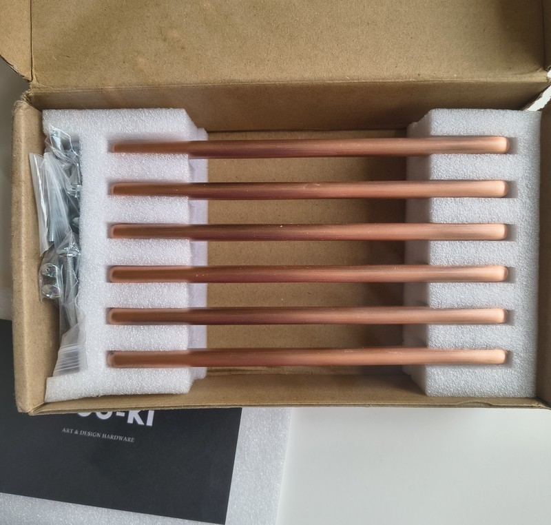 6 Pack Goo-Ki Brushed Copper Cabinet Pulls Handles 5" (128mm)Hole Centers Handle
