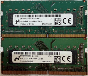 2 - Micron 8GB 1Rx8 PC4-2400T-SA1-11