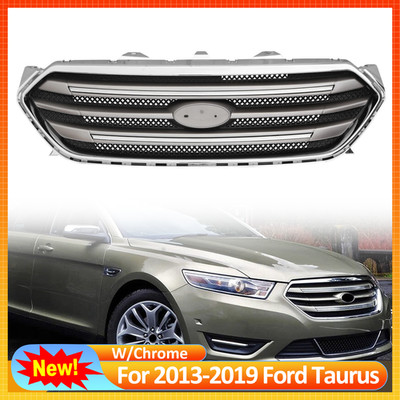 For 2013-2019 Ford Taurus Front Bumper Upper Grille Assembly Chrome Grill ABS