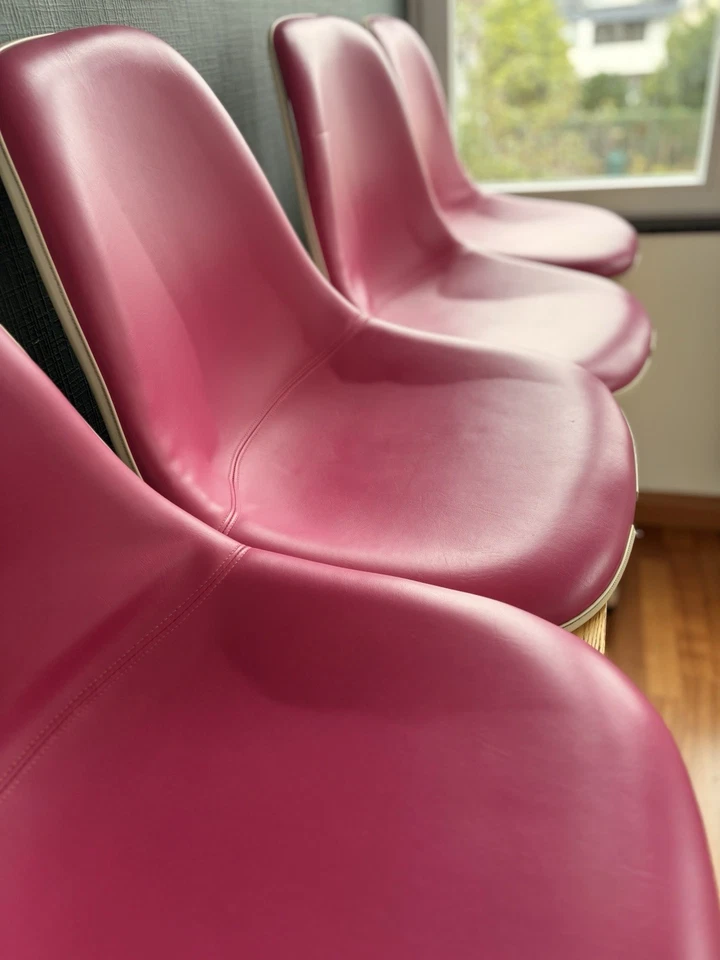 4x Eames Sidechair Sitzschalen, Vitra/Herman Miller, Fiberglas, pink, vintage - Bild 3 von 4