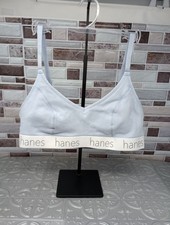 Hanes Style DHO101 Ribbed Wireless Triangle Bralette Bra Blue Women's Size L