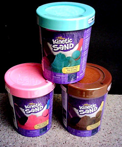 Lot Of 3 New & Sealed Kinetic Sand 4oz Ice Cream Tub Pink  Aqua  Brown