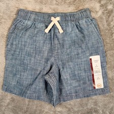 Wonder Nation Pull On Shorts Girls S 6-7 Blue New Chambray Cotton Comfort Waist
