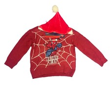 Marvel Spider-Man Christmas Sweater And Santa Hat 2 Piece Set Size 4T New NWT