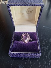 Art Deco Sterling Silver Amythest Coctail Ring Size Q
