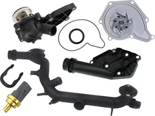 Full Cooling Set Water Pump, Thermostat, Crossover Pipe Kit Audi A4 A5 Q5 3.2L