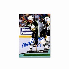 Mike McPhee Autographed Dallas Stars 1992-93 Fleer Ultra #322 Hockey Card