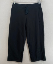EILEEN FISHER Pants S Heavy Brushed Jersey Cropped Straight Drawstring Black