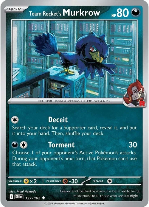 🔥Pokemon - Team Rocket's Murkrow - 127/182 - Uncommon - Destined Rivals - NM🔥