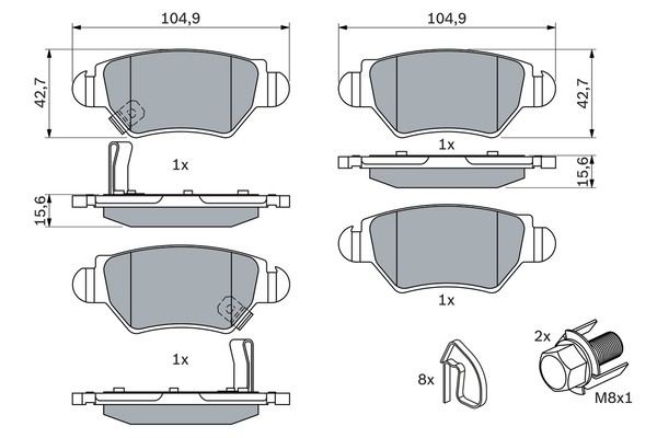 Bosch BremsbeläGe Hinten (0 986 494 014) FüR Vauxhall Zafira A Astra Mk IV (G)-image