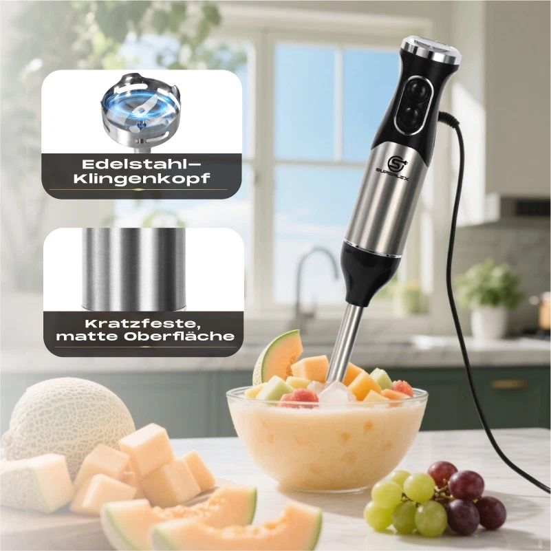 SUPERLEX Multifunktional Stabmixer 4-in-1 Handmixer Pürierstab Blender Set - Bild 4 von 4