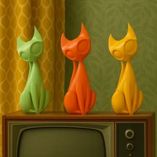 Atomic Cat Sculpture 9.7" Retro Mid-Century Modern Art Decor MCM MidMod USA Made