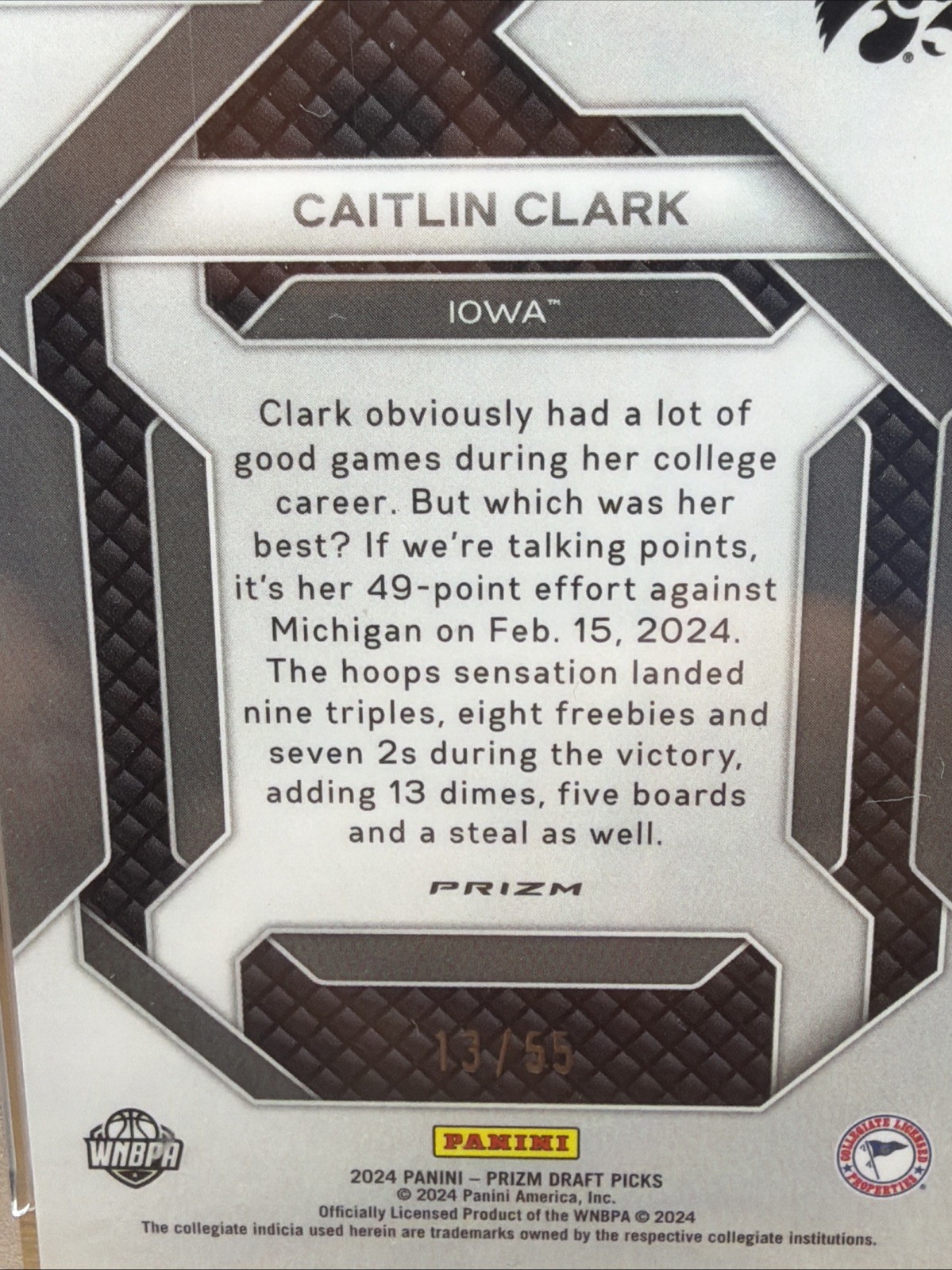 2024 Panini Draft Picks New Recruits Caitlin Clark #14 Purple Pulsar RC PSA 10 view 4