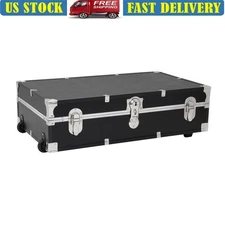 Under Bed Storage Trunk W/ Wheels Lock Dust Moisture Resistant Organizer Black