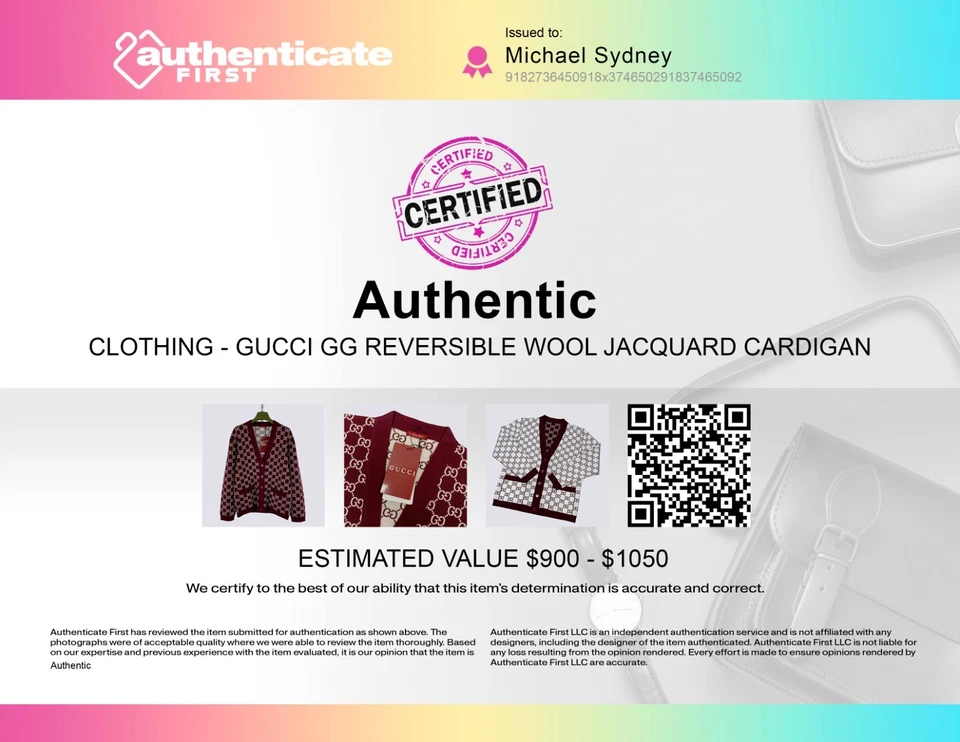 Cárdigan Suéter Gucci GG Monograma Reversible Lana Jacquard Rojo Talla L EE. UU. 6 Foto 2 de 4