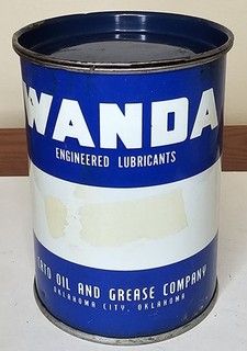 Vintage Wanda 1 lb Grease Can Tin Full Cato Oil Gas Station advertising Oklahoma