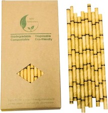 100 Organic Yellow Bamboo Straws  Eco Paper Straws Replace Plastic