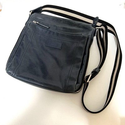 BALLY Leather Trainspotting Shoulder Bag Navy Leather Swiss Made