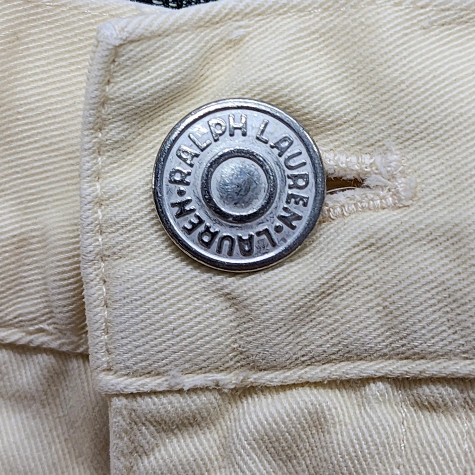 Pantalones de mezclilla Ralph Lauren vintage años 90 para mujer 12 amarillos tiro alto recortados capri cónicos Foto 2 de 4