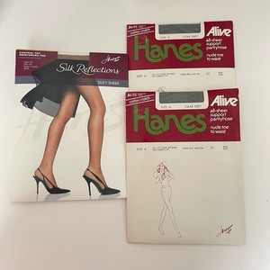 Hanes Silk Reflections 718 + Sheer Support Pantyhose 811 Stockings nylons LOT 3