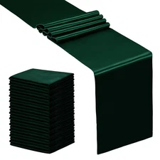 24 Pcs Green Satin Table Runner 12x108 inches Long for Wedding Parties