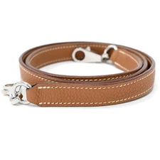 Hermes Shoulder Strap Leather Brown Silver Hardware Bag Accessory HERMES