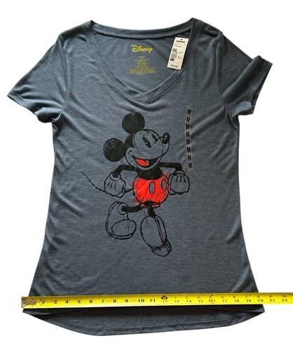 Disney Mickey Mouse Womens Blue T Shirt Medium V Neck Short Sleeve NWT - Picture 6 of 14