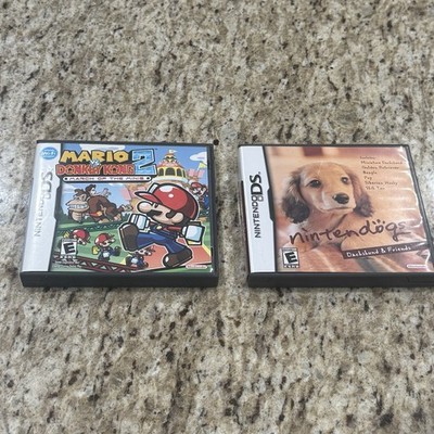 Empty Nintendo DS Game Case & Manual Nintendogs Dachshund Mario vs Donkey Kong 2