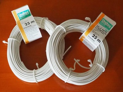 Zwillingsleitung Unitec weiss, HO3VH-H 2 x 0,75 , 1x 25 mtr. NEU