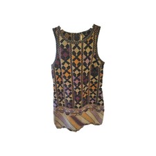 Free People Linen Blend Sleeveless Tapestry Open Back Dress Women S