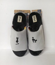 Women's Dearfoams Memory Foam Slippers 9 - 10 Grey Cats Kittens Open Toe