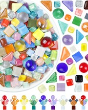 420g Mosaic Tiles for Crafts 280Pcs Glass Mosaic Kits, Mixed Shapes Mosaic G...