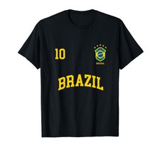 Squadra Calcio Brasile Numero 10 Bandiera Brasiliano Maglietta