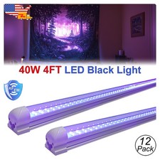 12 Pack UV Led Black Light Bar 48 inch 4Ft 40W T8 DJ Party Club Stage Lighting