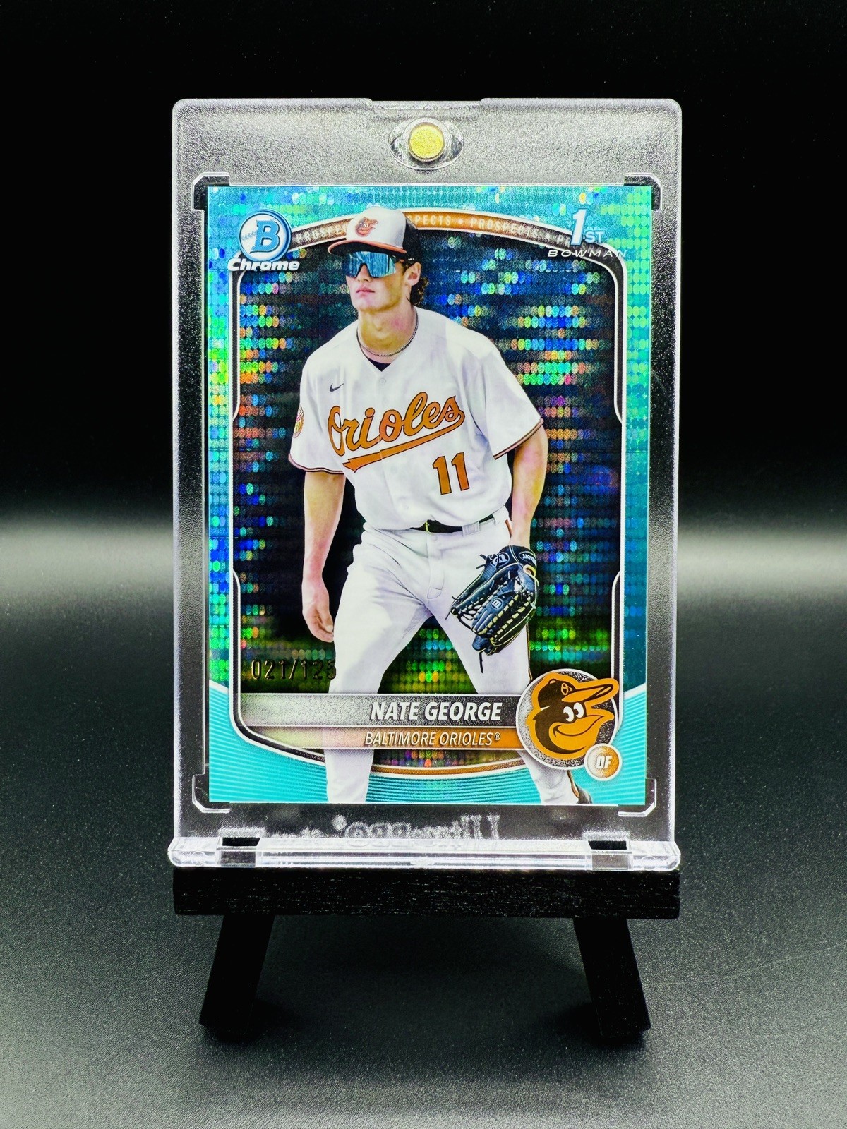 2025 Bowman Chrome NATE GEORGE 1st No. BCP-184 AQUA PULSAR REFRACTOR #/125! O's!