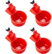 Little Family Members Red Poultry Gravity Water Cups Automatic Drinker 4-Pack