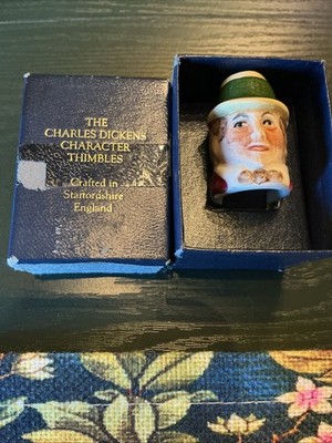 Vintage Thimble Charles Dickens Micawber  David Copperfield Porcelain W/Orig Box