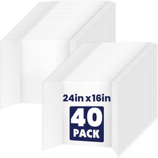 40 Pack Trifold Poster Board, 16In X 24In Corrugated Project Board, White Presen