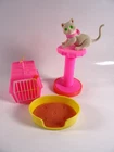 Vintage Barbie Accessories Kitten Fluffy Scratching Post Basket Carrier Rare (19368)