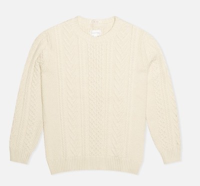 GANT RUGGER Women's Pearl White The Cable Sweater 488810 Size X-Large