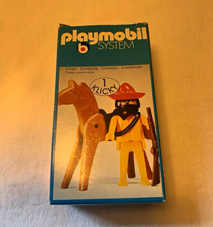 Playmobil 3343 System Western Cowboy Figur mit Pferd & Gewehr Vintage Klicky OVP