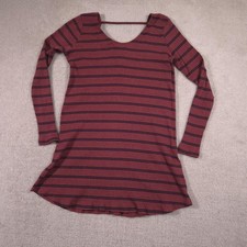 RVCA Sweater Dress Womens Large Red Striped Long Sleeve Scoop Neck Knit