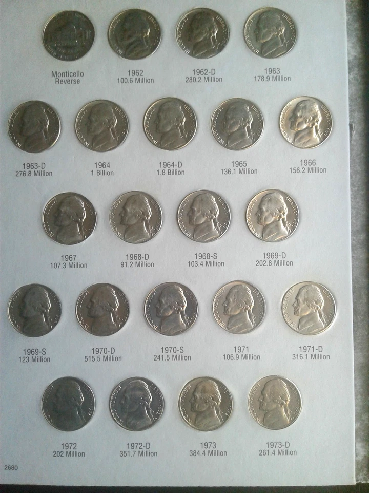 Jefferson Nickels 1962 - 1995 with 66 Coin Album - Image 2 of 4