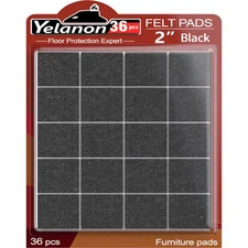 Felt Furniture Pads for Hardwood Floors - 36 Pcs 2 Protectors, Black