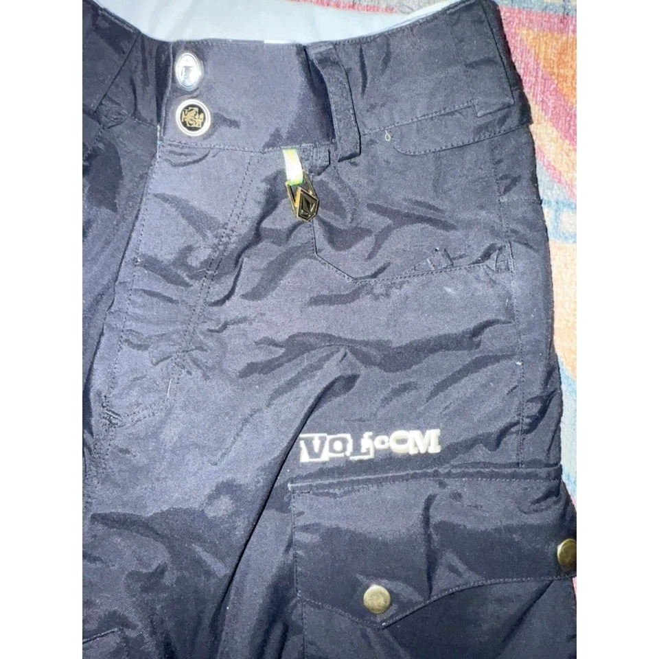 Volcom Youth Black Snow Pants Winter Skiing Snowboarding Cargo Pockets - Image 3 of 4
