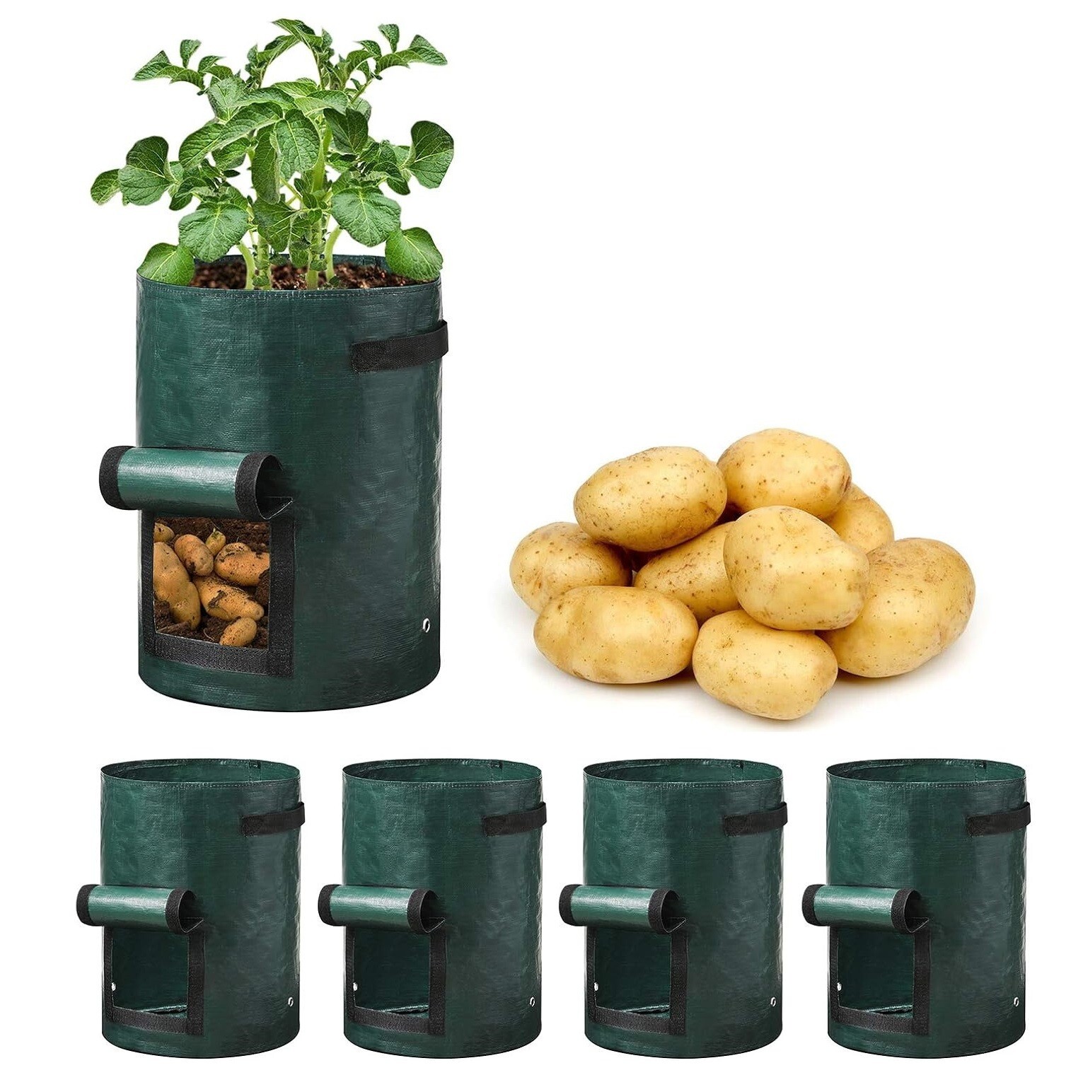 Мешок для выращивания картофеля объемом 10 галлонов 4 упаковки с откидными ручками Глубокие горшки-сеялки для овощей 4990₽