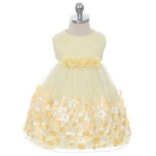 YELLOW Size L Baby Girl Dress for Special Occasions Party Formal Birthday