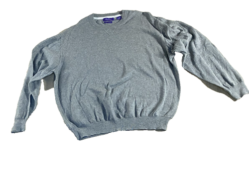 Suéter ALAN FLUSSER Para Hombre XXL Gris Manga Larga Algodón Cachemira Preppy - Imagen 2 de 14