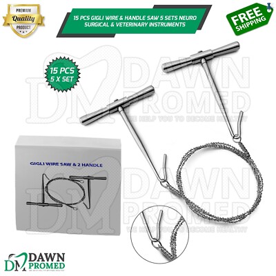 15 Pcs GIGLI Wire & Handle Saw 5 Sets Neuro Surgical & Veterinary Inst German Gr
