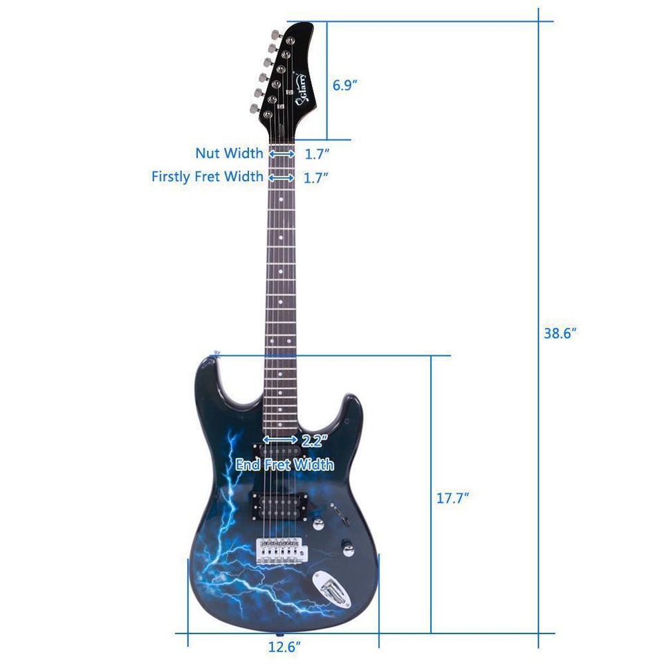 Cool Blue GST Style HH Pickup Electric Guitar with Bag Strap Cable
